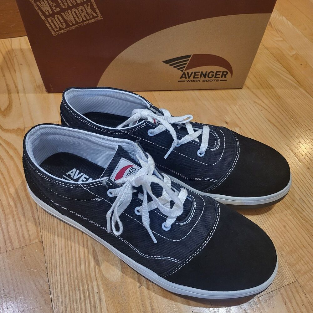 Avenger Mens A130 Work Safety Toe Shoes Carbon Black Mens Size 12 Wide